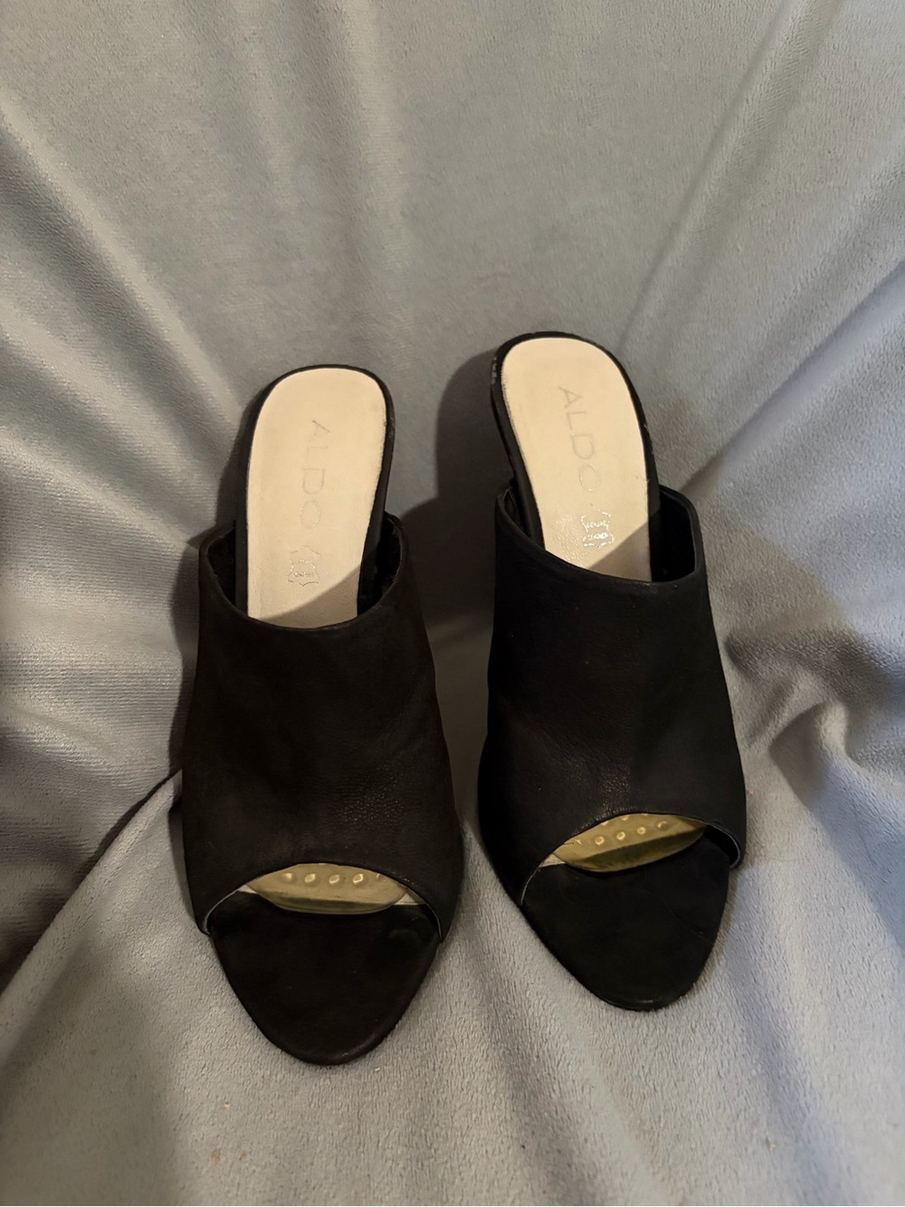 ALDO Black Open-Toe Slip-On Mules